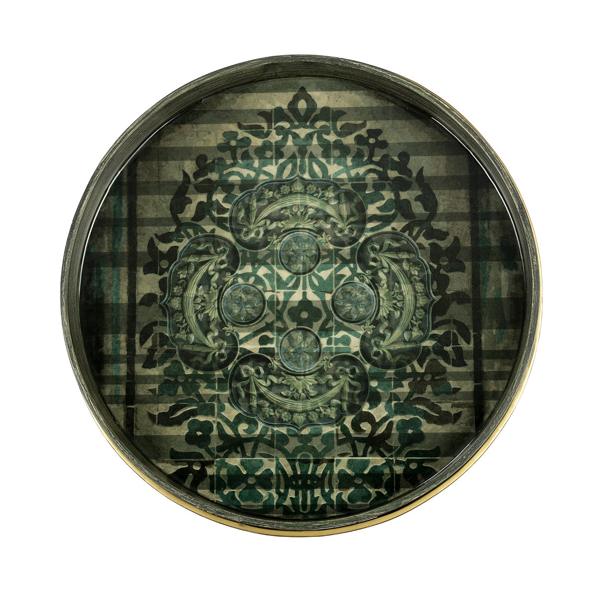 Dark green color shades Antique Motif Hourglass Table