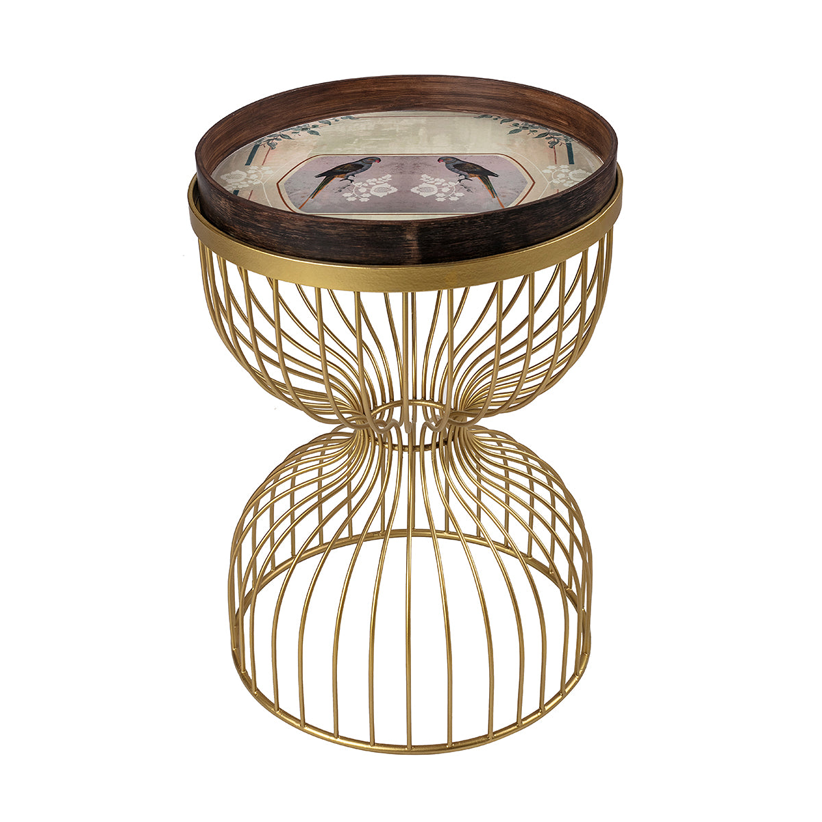 Parrot Boota Hourglass Metal & Wooden Table - Artychoke