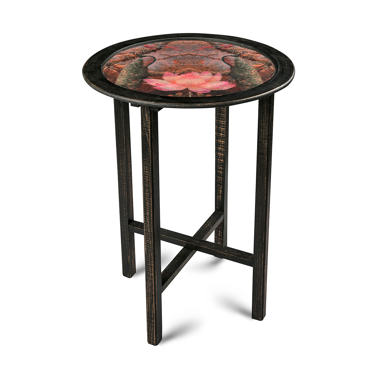 Peacock Wooden tray & folding stand Table