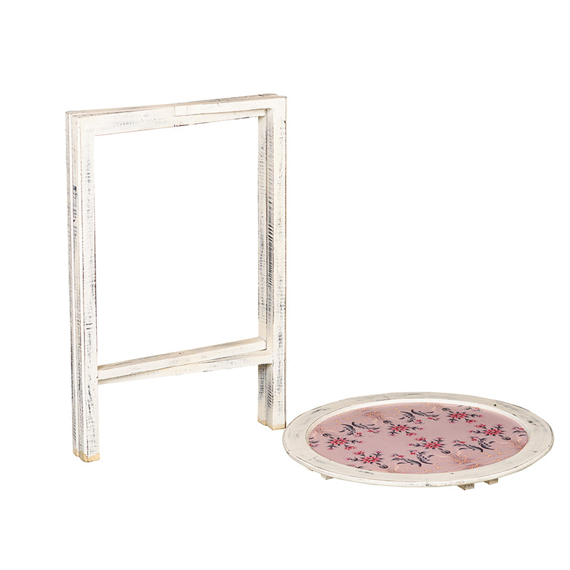 Rose quartz high Top Soft pink and white tray & stand folding table
