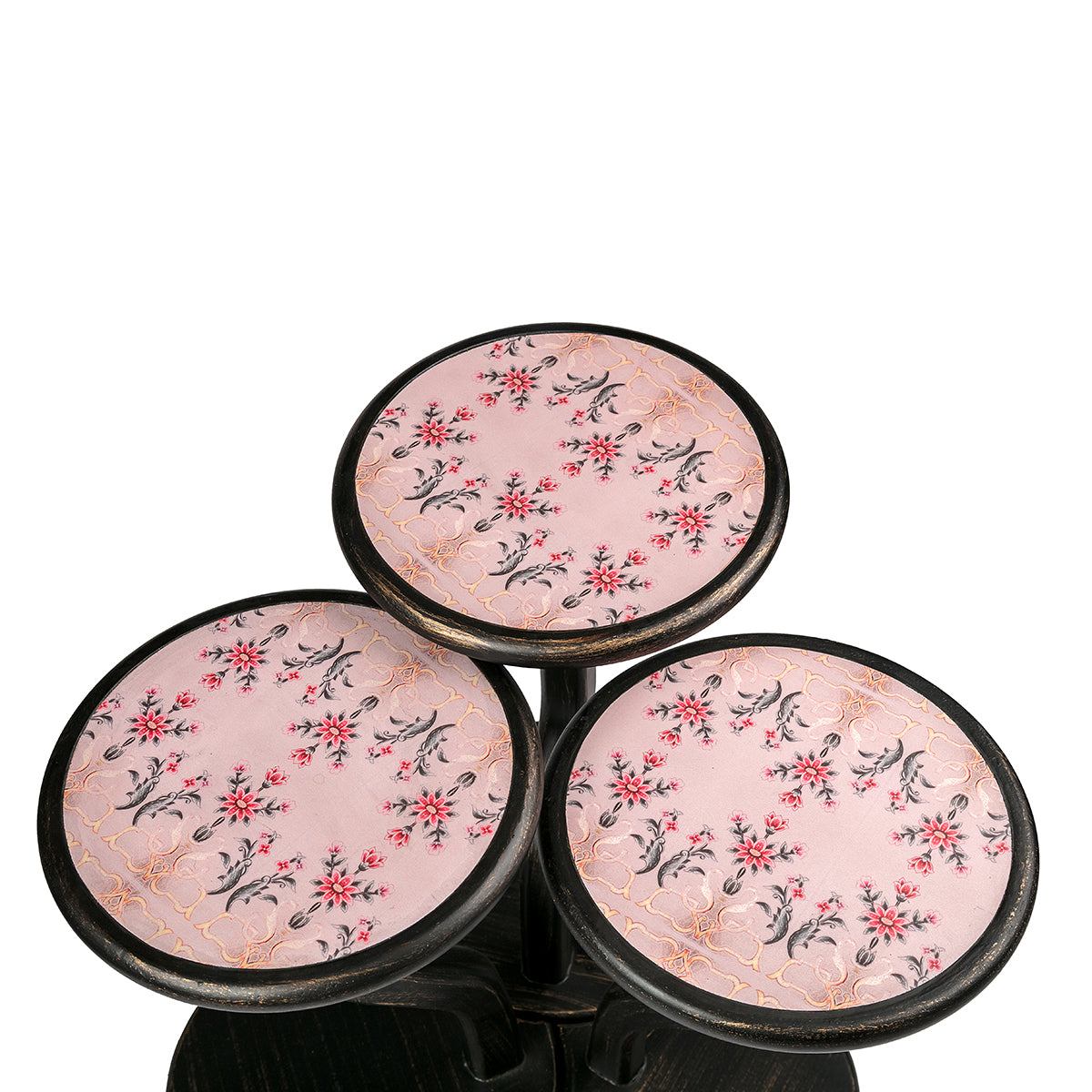 Top View Rose Quartz Lily Pad Wooden Table