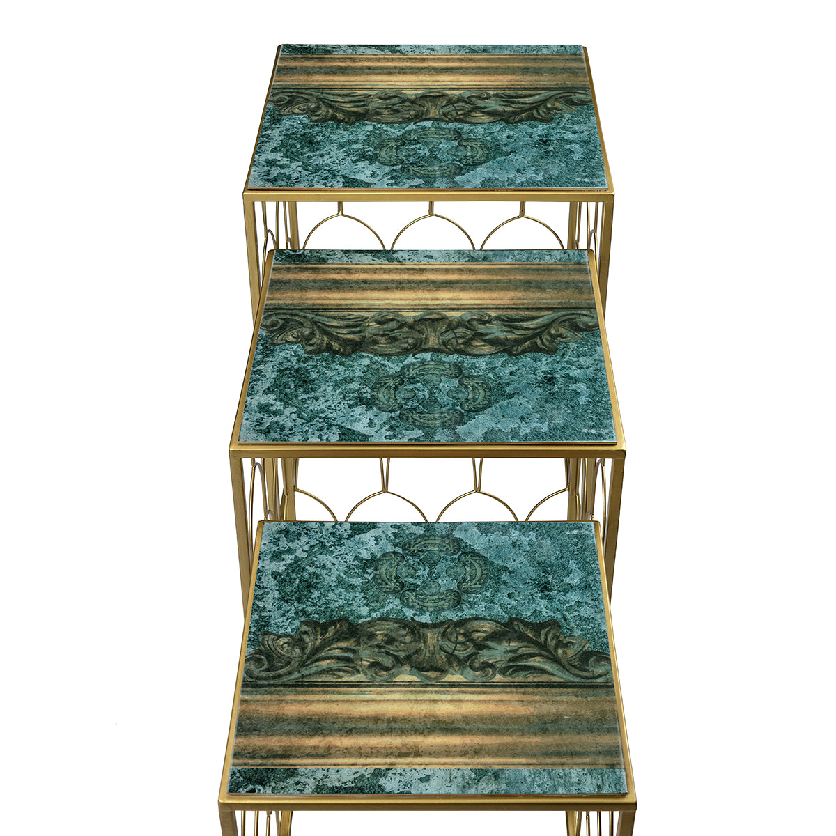 Carved Cement Metal Jaali Table