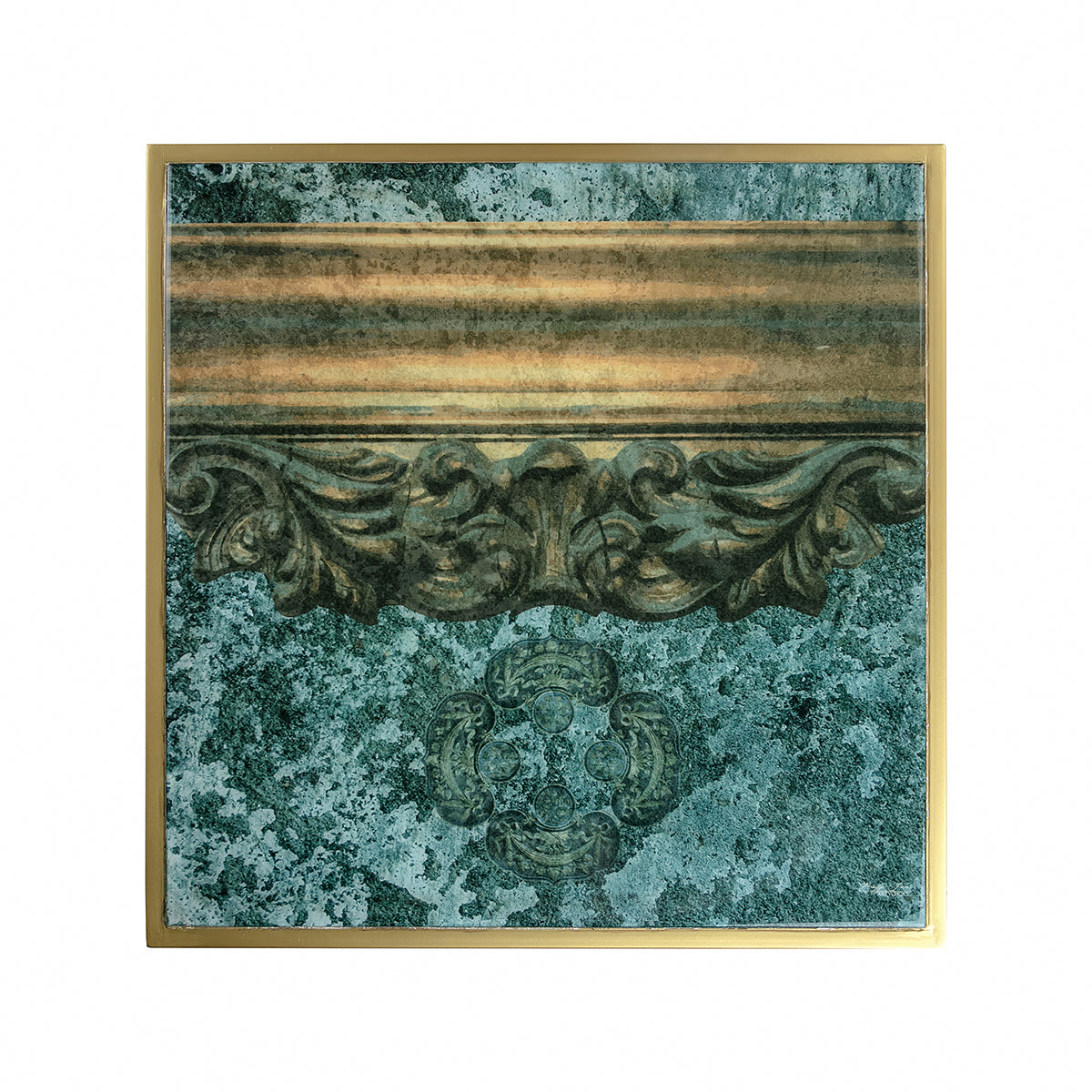 Carved Cement Metal Jaali Table