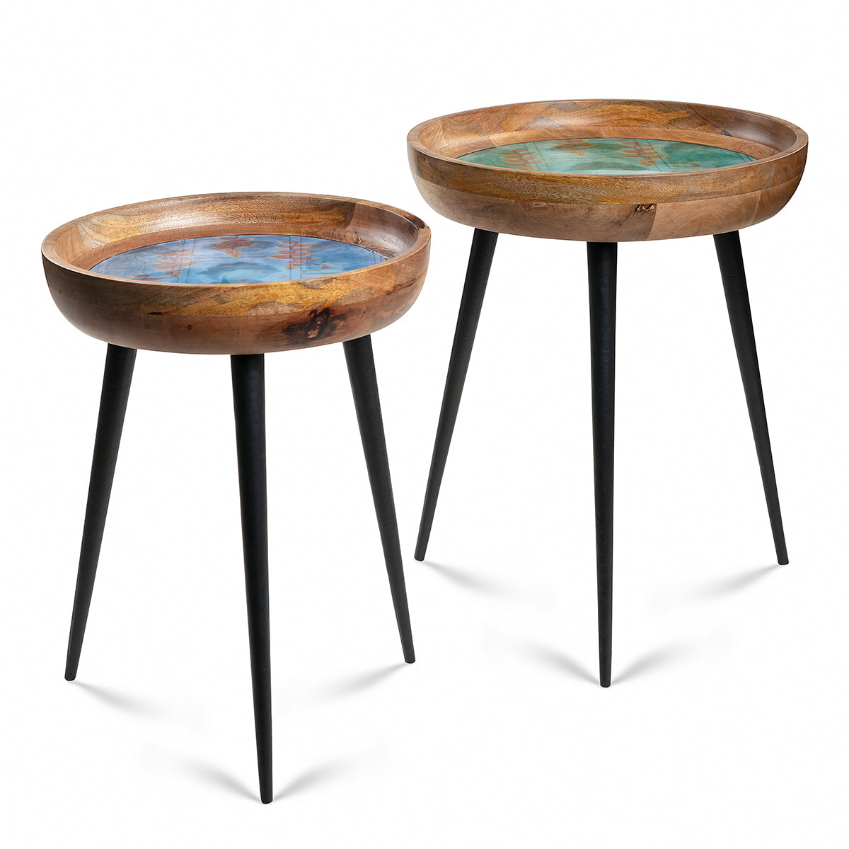 Dwarka Pichwai Art Peg Metal & Wooden Table Iron legs & mango wooden Table