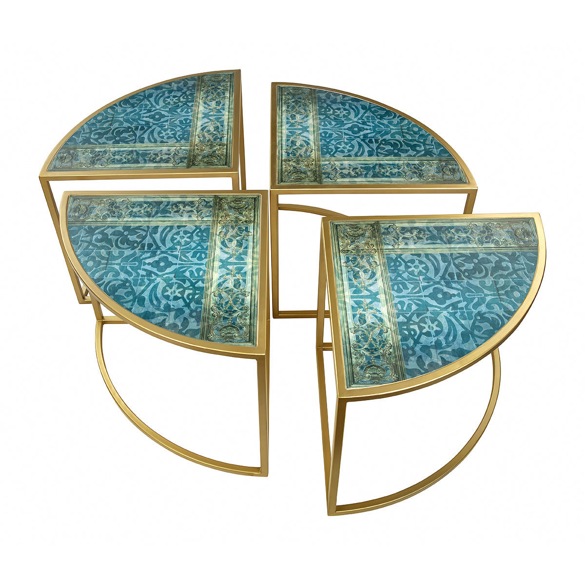 Antique Round Split Coffee Table touch of gold for modern home furniture