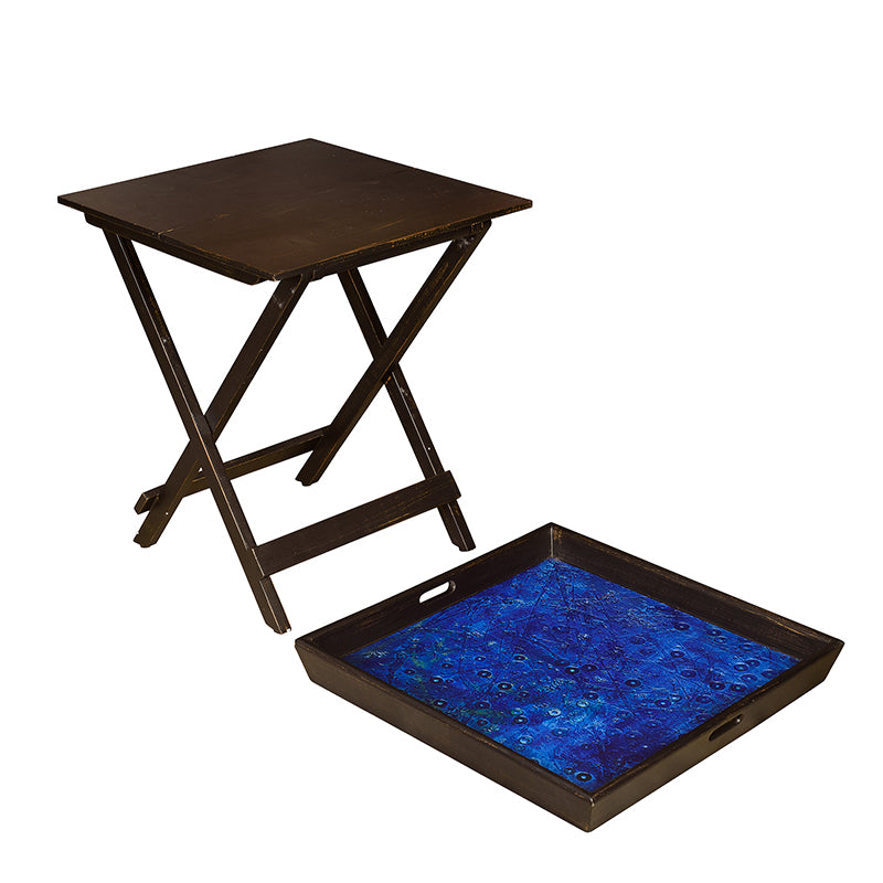 The Black & Blue folding Mango Wood wooden Butler Table