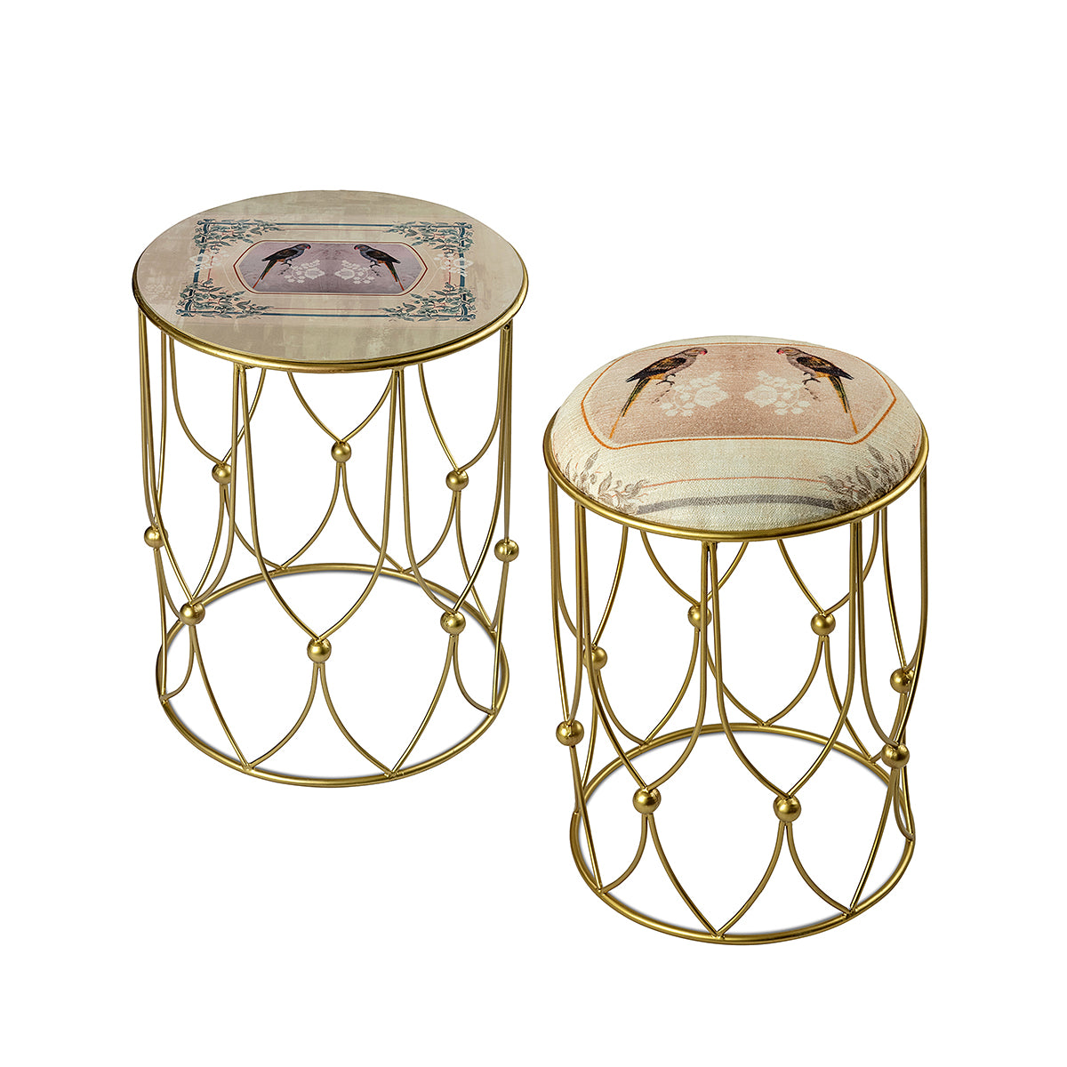 Parrot Boota Cross Knot Stool & Table Set