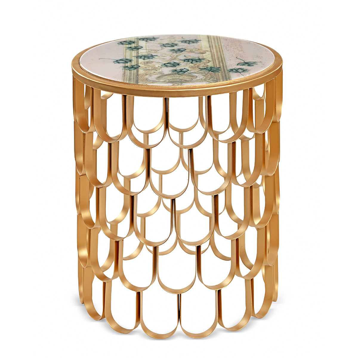 Antique Lotus Scallop Accent Table - Artychoke