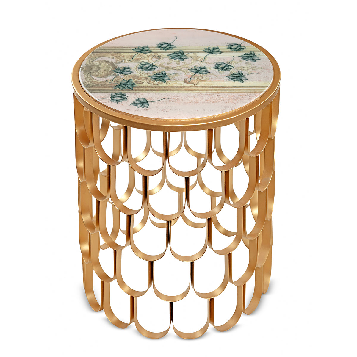 Antique Lotus Scallop Accent Table For Living room