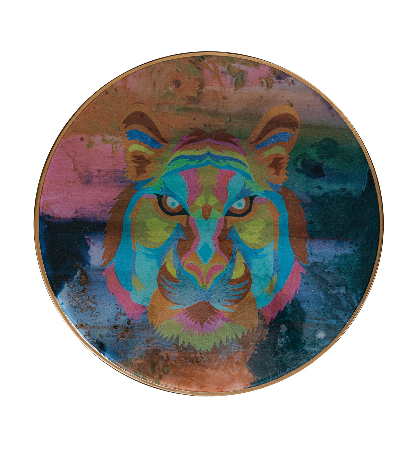 Top View Untamed Tiger paint Accent Table