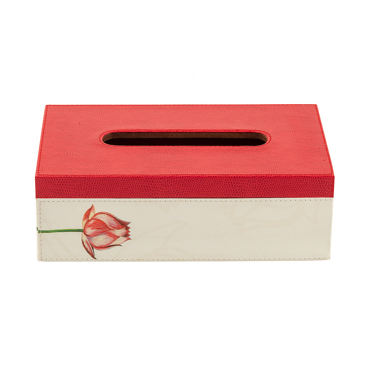 Buy Stylish White & Red Lotus Tissue Box