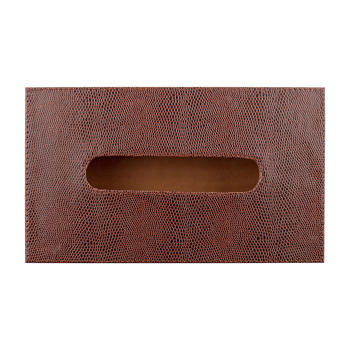 Vegan Leather Motif in brown top Tissue Box
