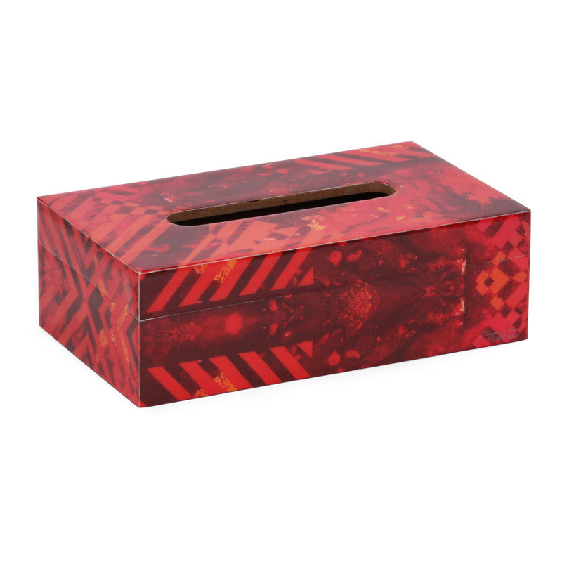 Red Strokes Glossy Tissue Box