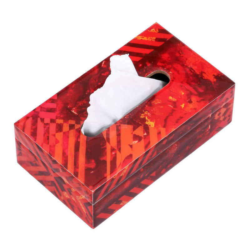 Buy Wooden Red Strokes Glossy Tissue Box