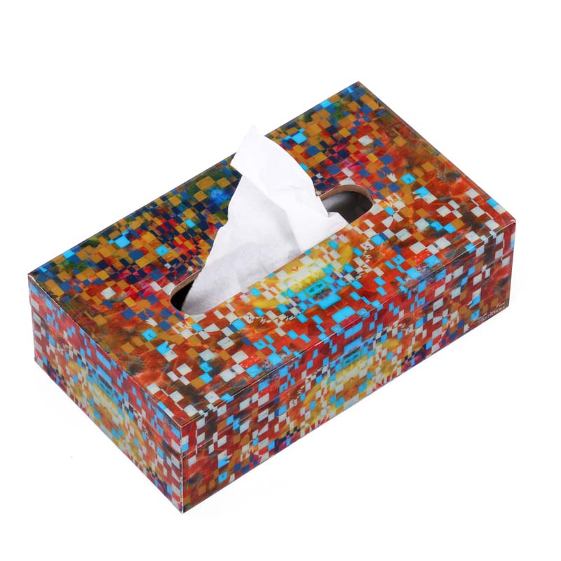 Buy Wooden Multicolor Glossy Tissue Box