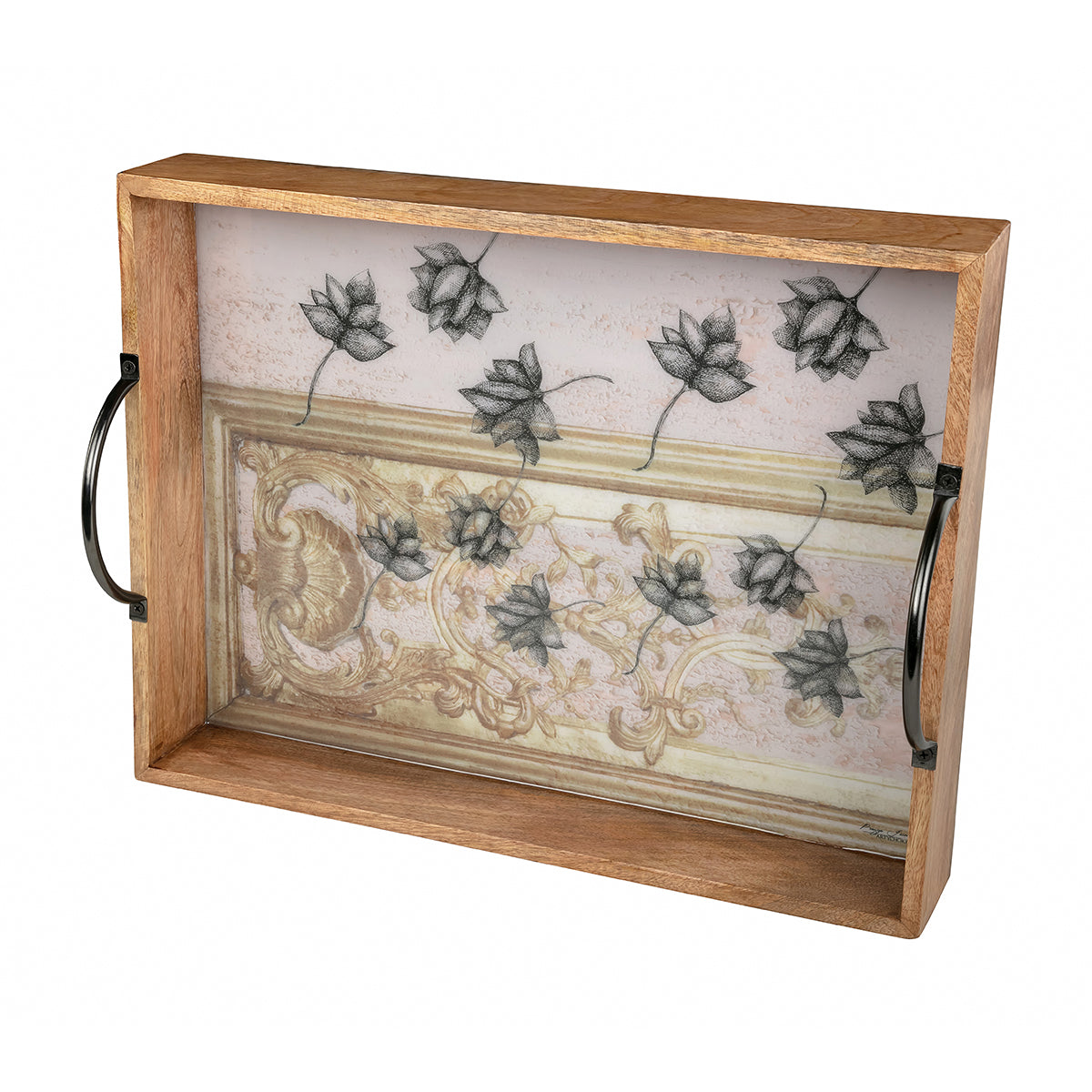 Antique Lotus Crate Tray