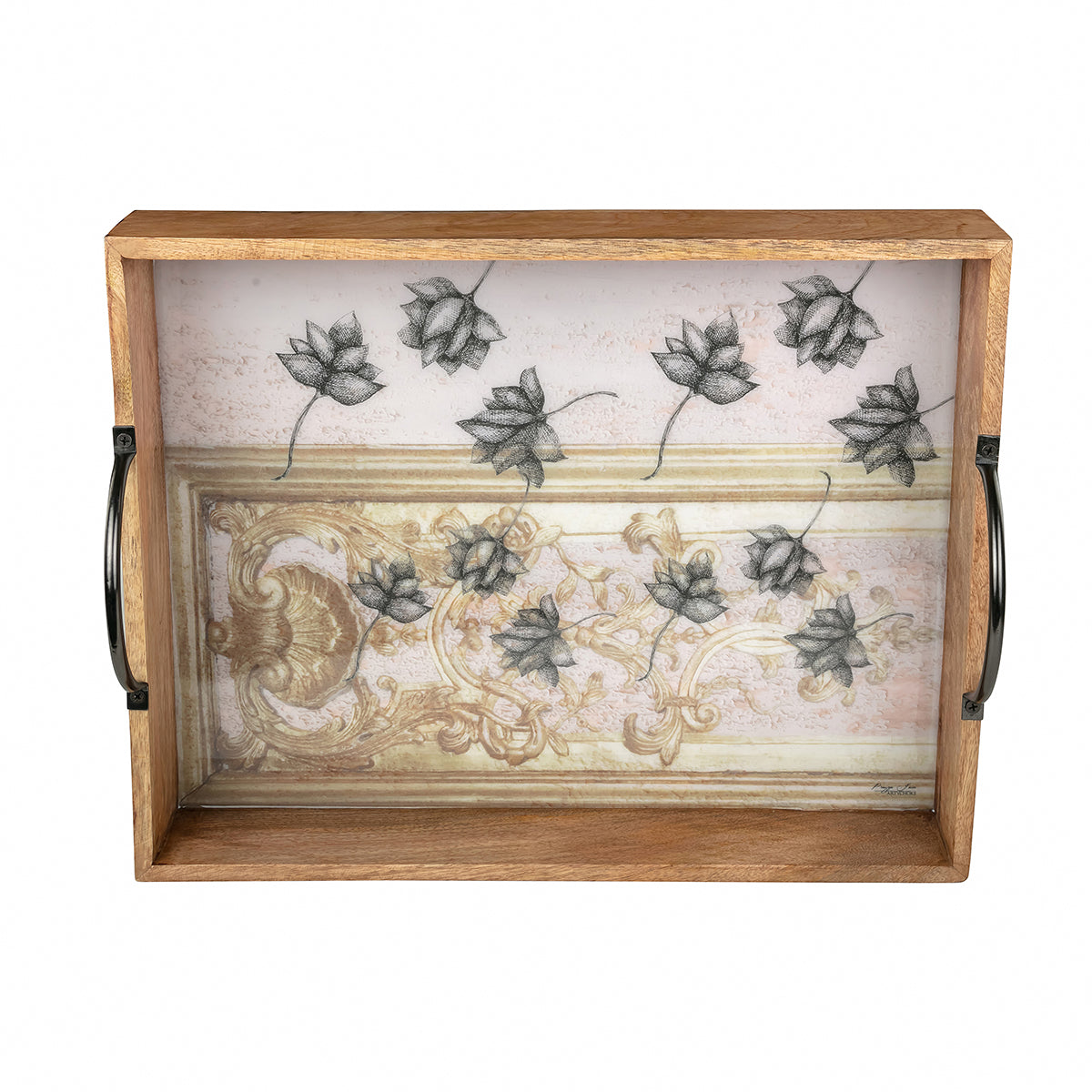 Buy Antique Lotus Crate Tray (Set of 2)