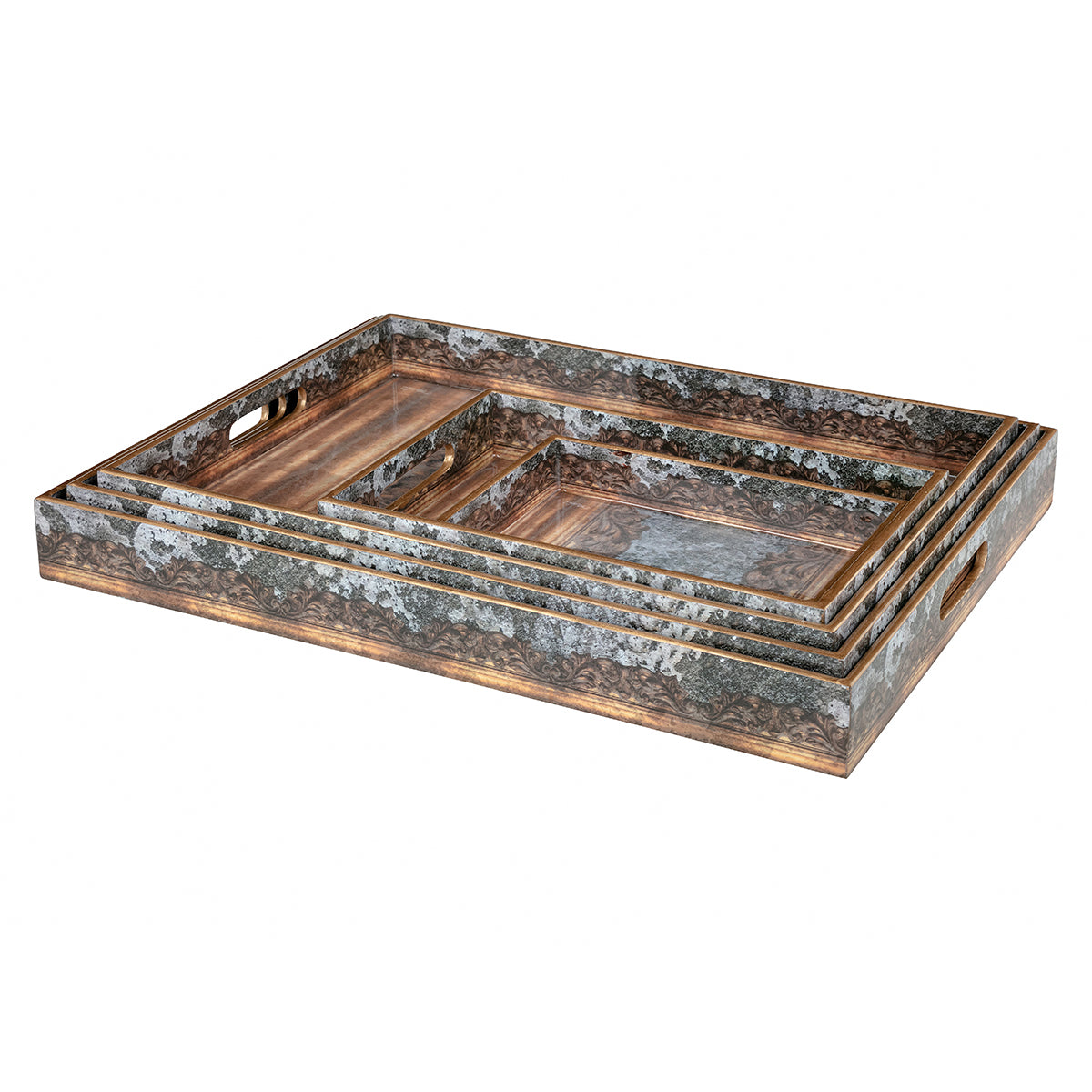 Hand-Painting Carved Cement images Wooden Trays