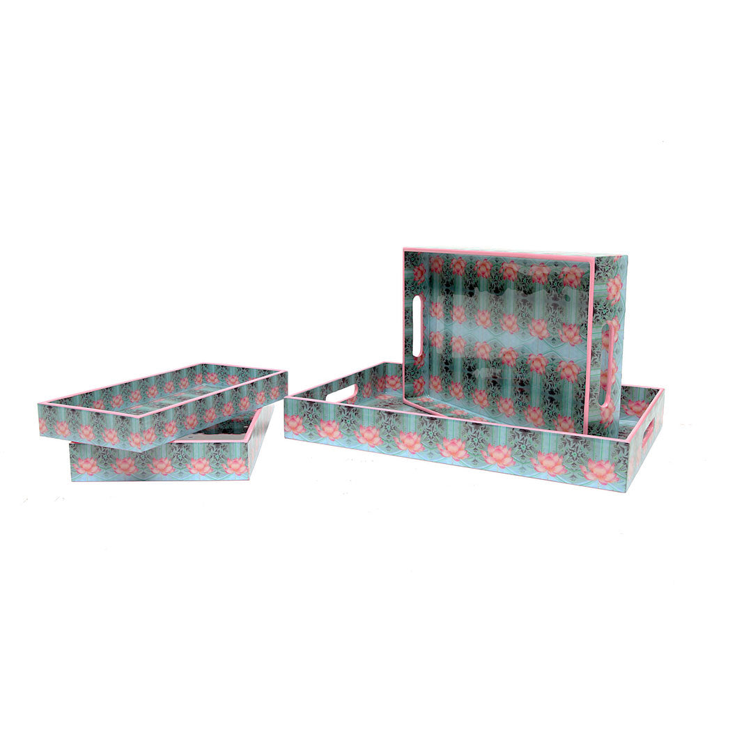 Blue Lotus Trays (Set of 4)