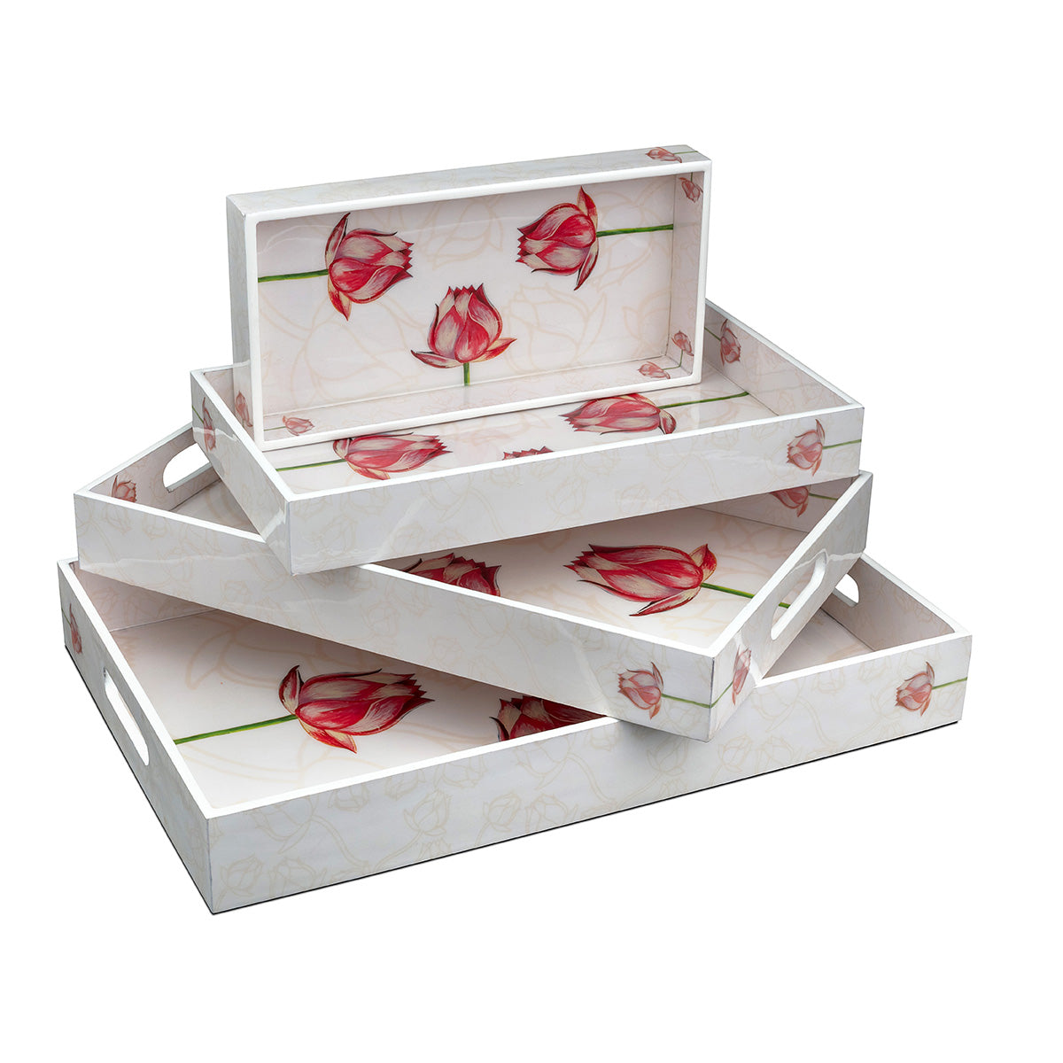 Buy Ivory Lotus Trays (Set of 4)