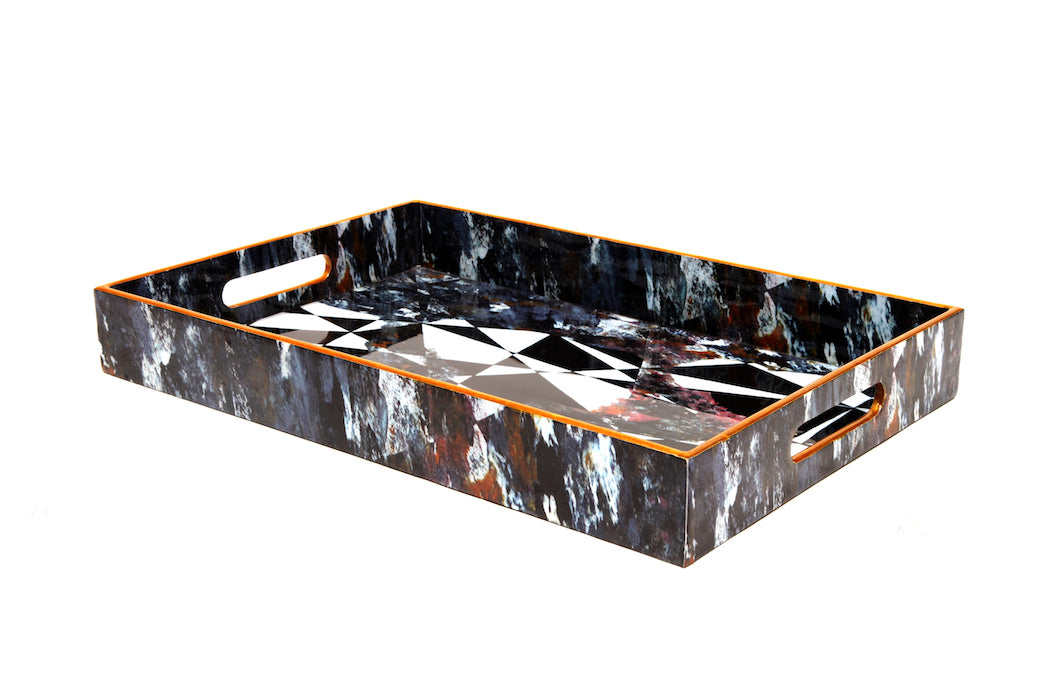 Monochrome Wood With Enamel Tray