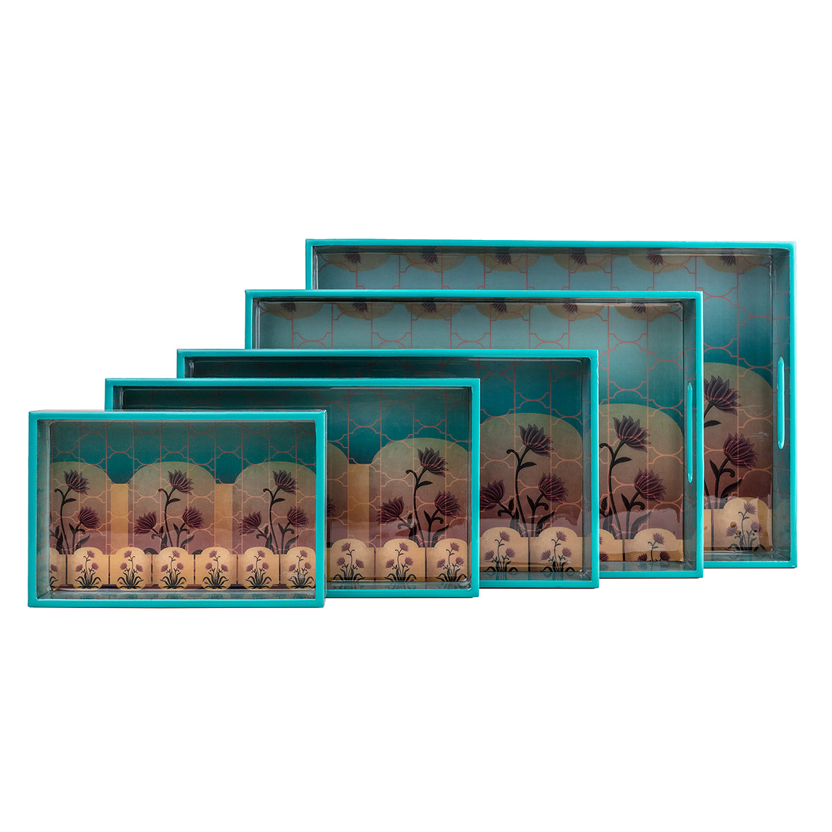 Plum Blossom Blue Trays - Artychoke