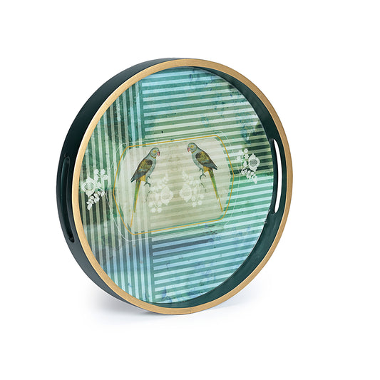 Parrot Round Wooden Tray - Artychoke