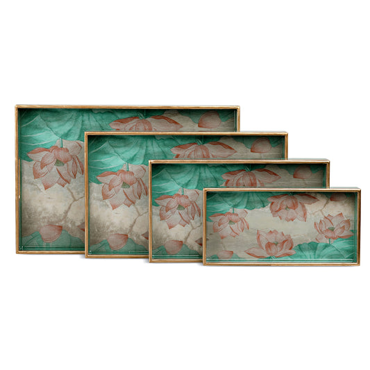 Saiara Lotus Wood Trays - Artychoke
