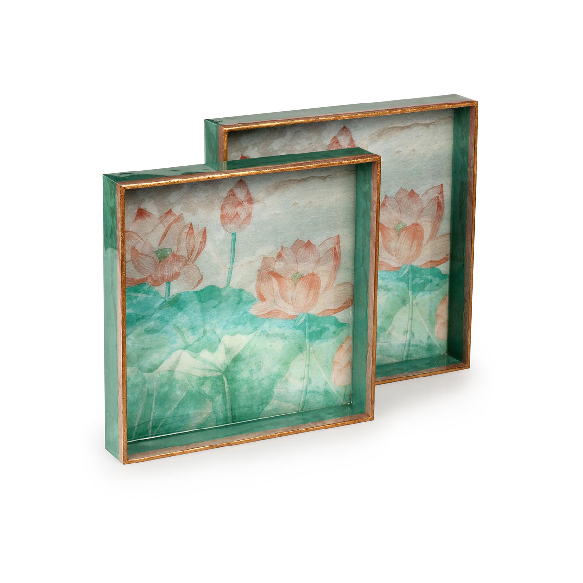 Handcrafted Saiara Lotus Wood With Enamel Square Tray