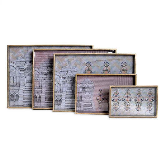 Haveli Rustic Rose & Pistachio Trays - Artychoke