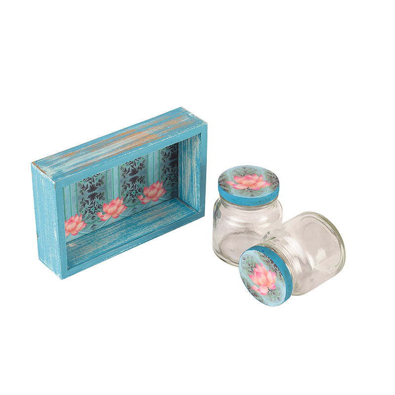 Wonderful Gift for Festivals Blue Lotus Two Jar & Tray Set