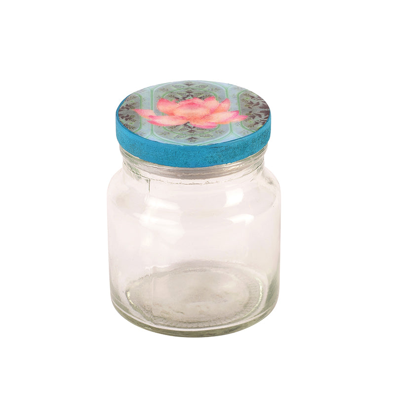Jar Lotus Design in blue pink bestowed all over the top