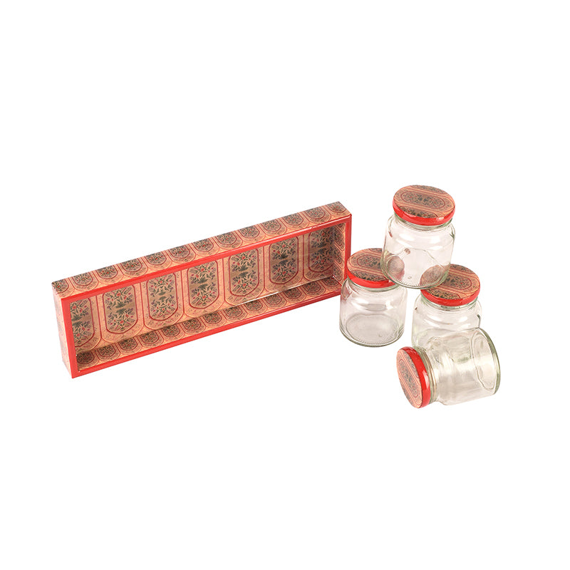 Buy Mughal Motif Set of four Jars and one tray