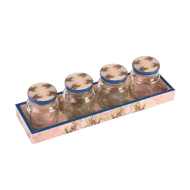 Pink Watercolor Jar & Tray Set