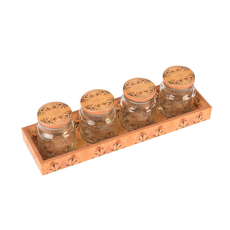 Sepia Motif Jar & Tray Set