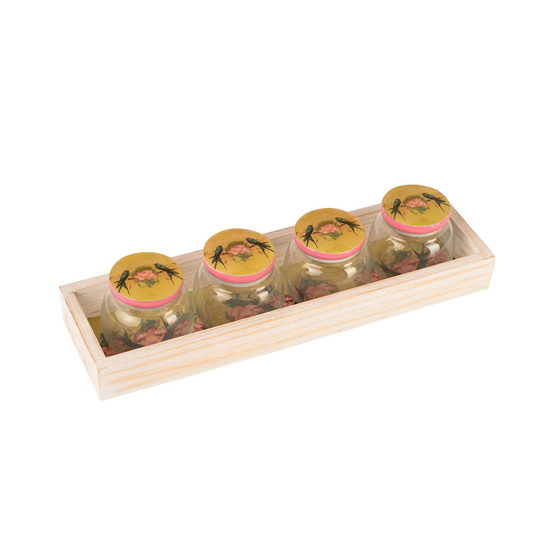 Vintage Bird Jar & Tray Set