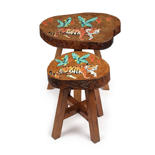 Untamed Hand Painted Log Tables - Artychoke
