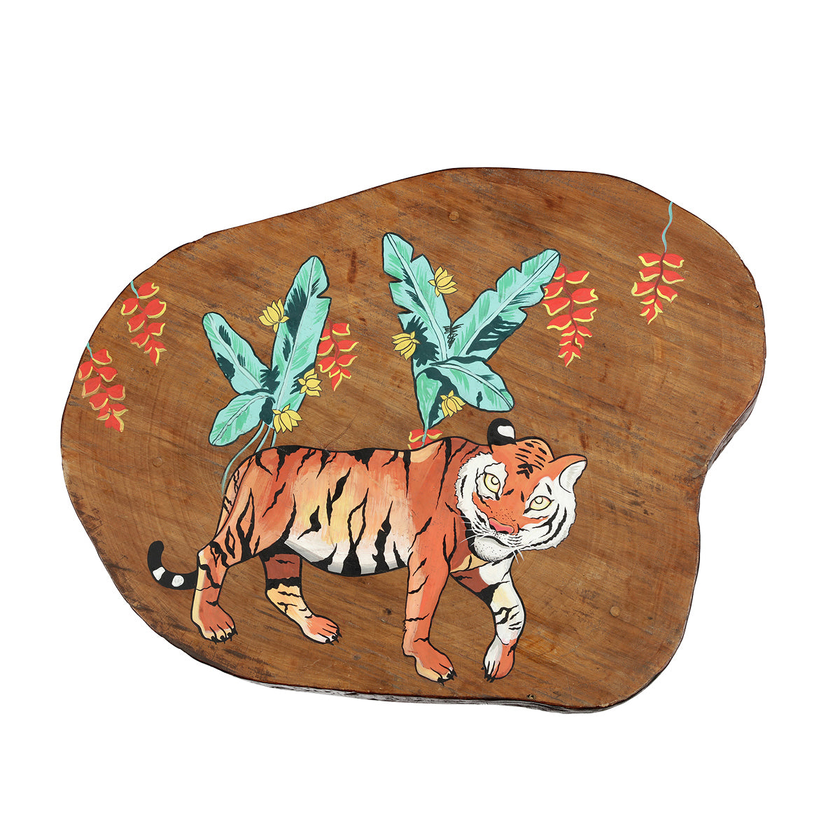 Shades of natural forest colours offset Untamed Hand Painted Log Tables