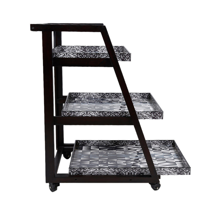 Horse Monochrome Black & white Three Tier Trolley