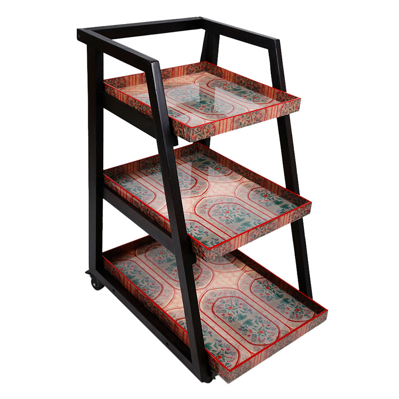 Mughal Red Three Tier Trolley