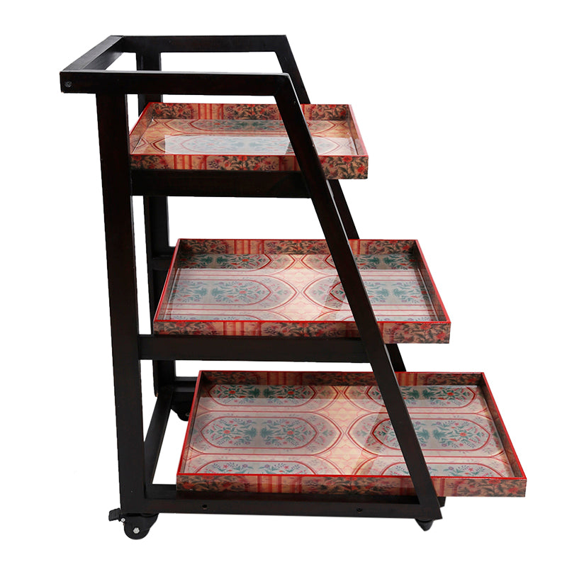 Mughal Red Three Tier Trolley