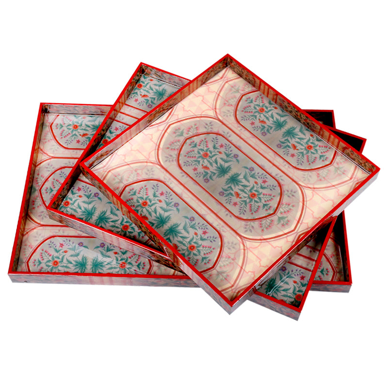 Mughal Red Three Tier Trolley