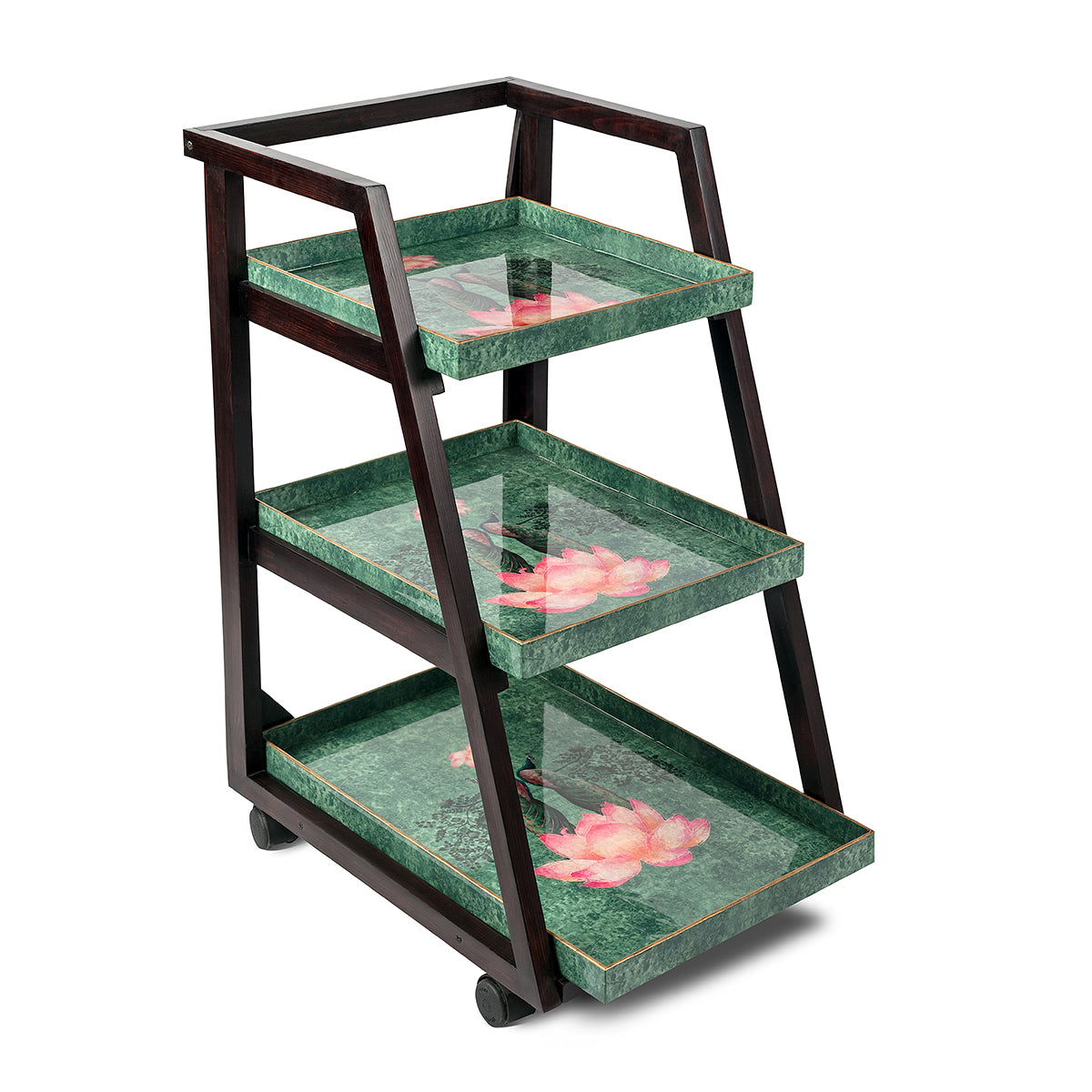 Peacock Boota Three Tier Trolley - Artychoke