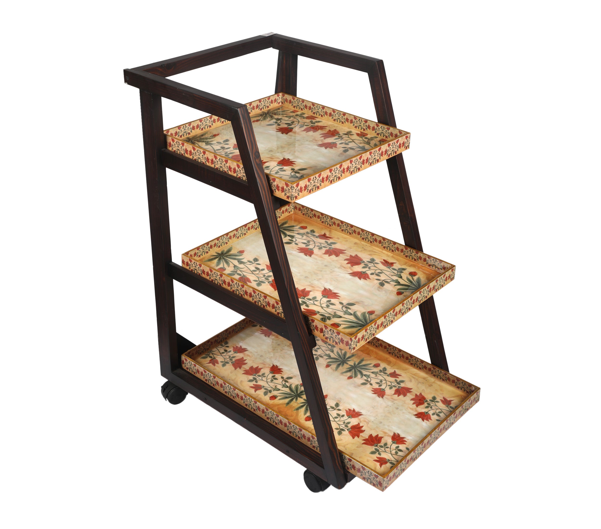 Red Motif Three Tier Trolley