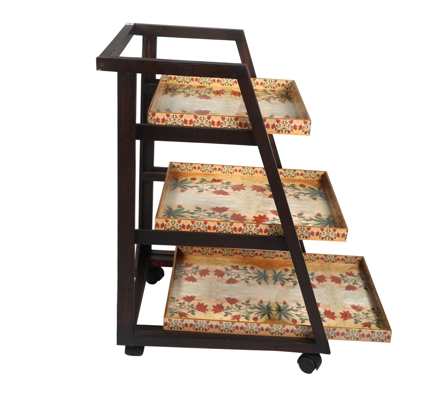 Red Motif One Trolley Stand With Three Removable Tier