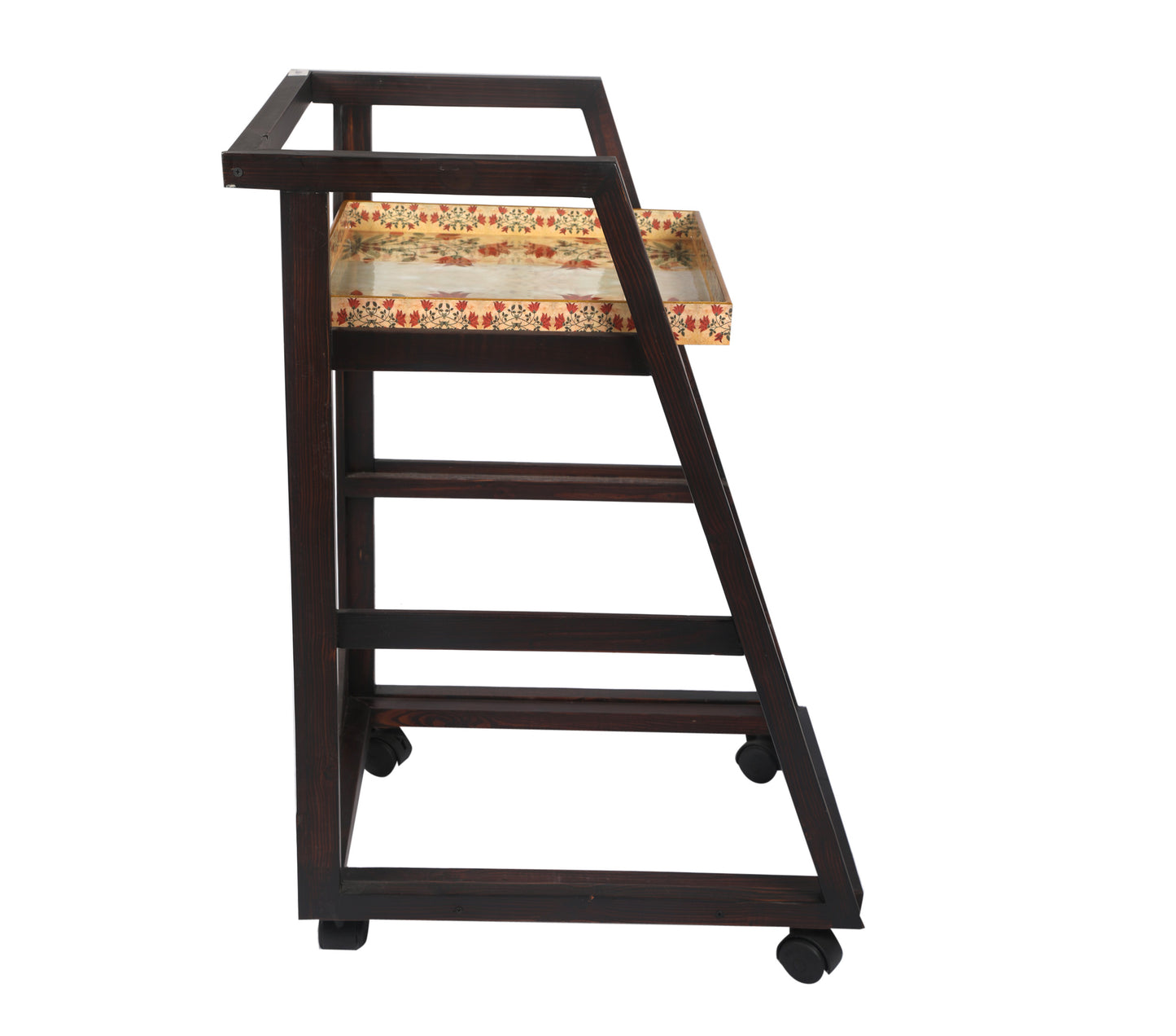 Red Motif Wooden Three Tier Trolley