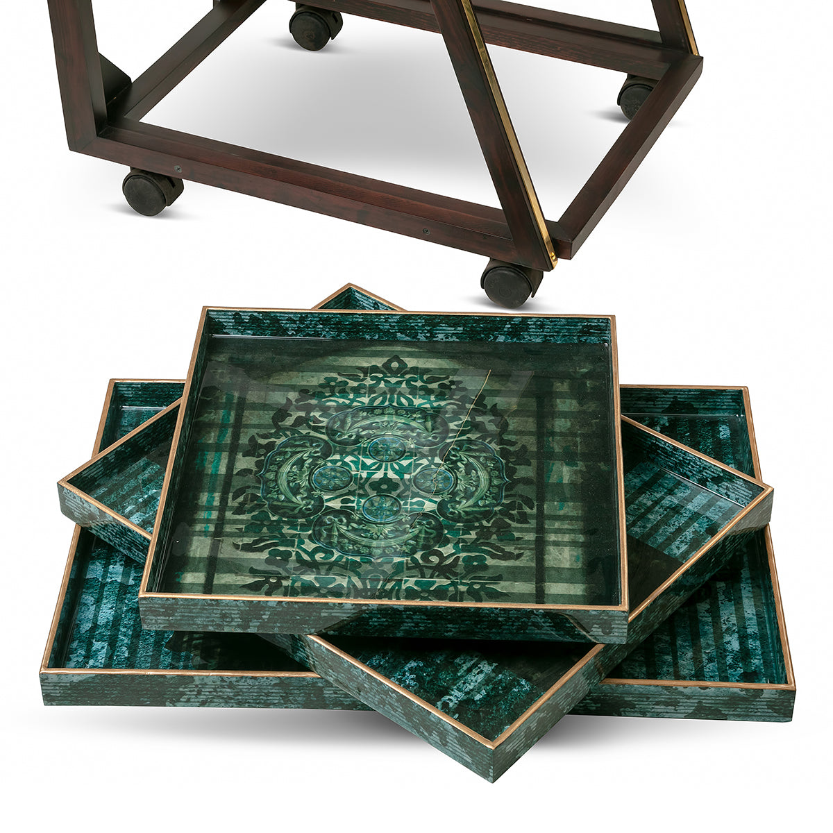 Antique Motif Three Tier Trolley Water & Heat proof trays