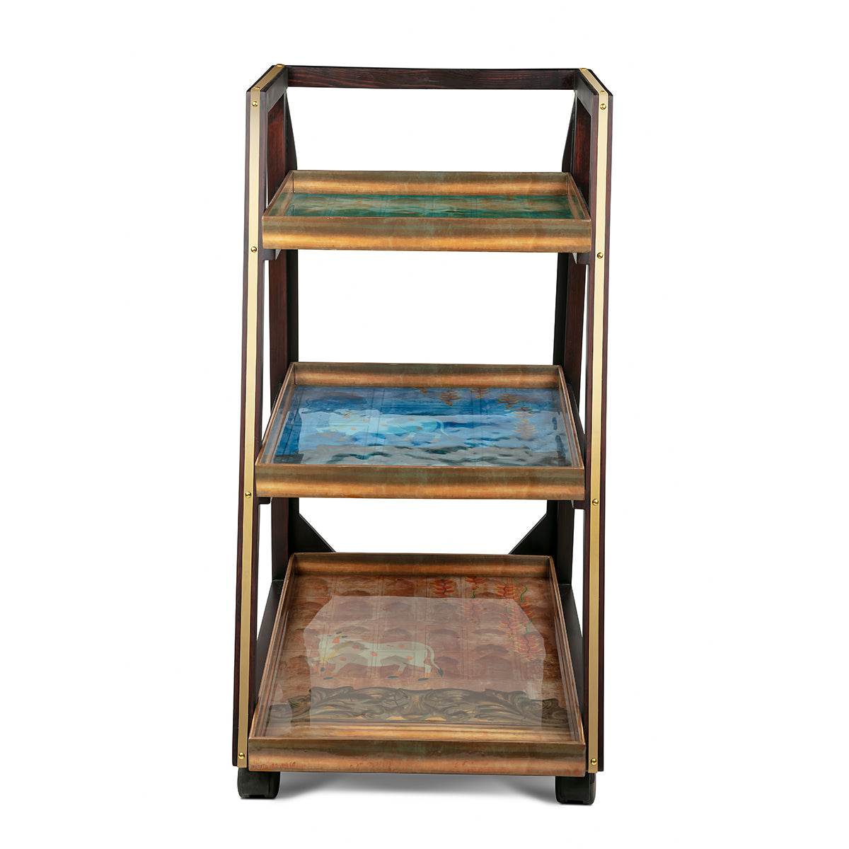 Pichwai Three Tier premium wooden Trolley