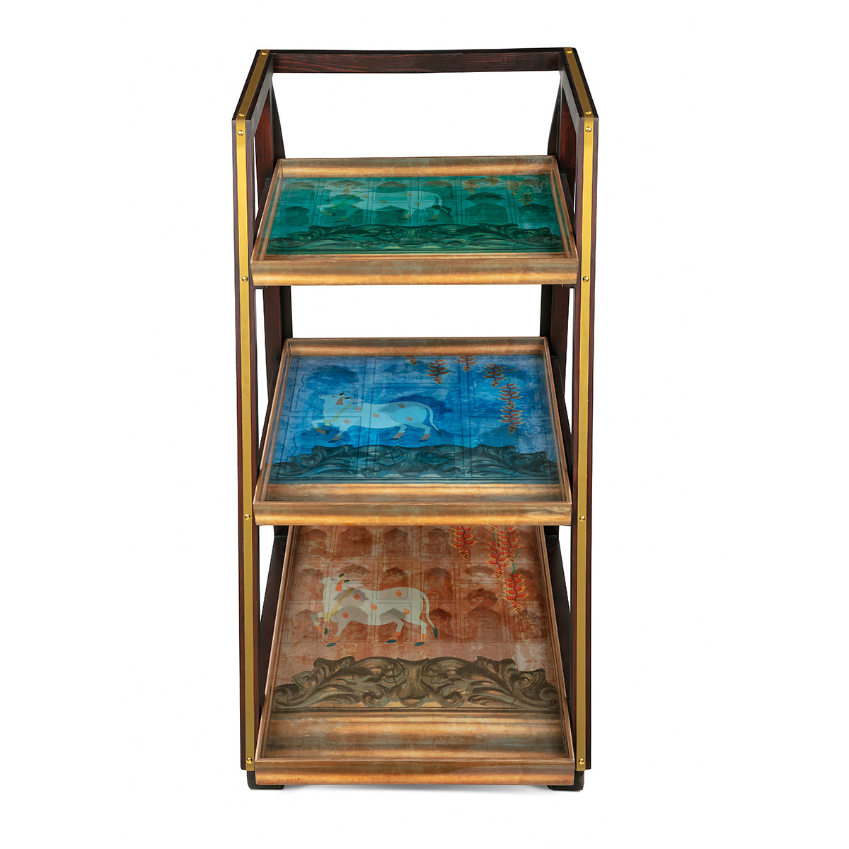 Pichwai One Trolley Stand With Three Removable Trays
