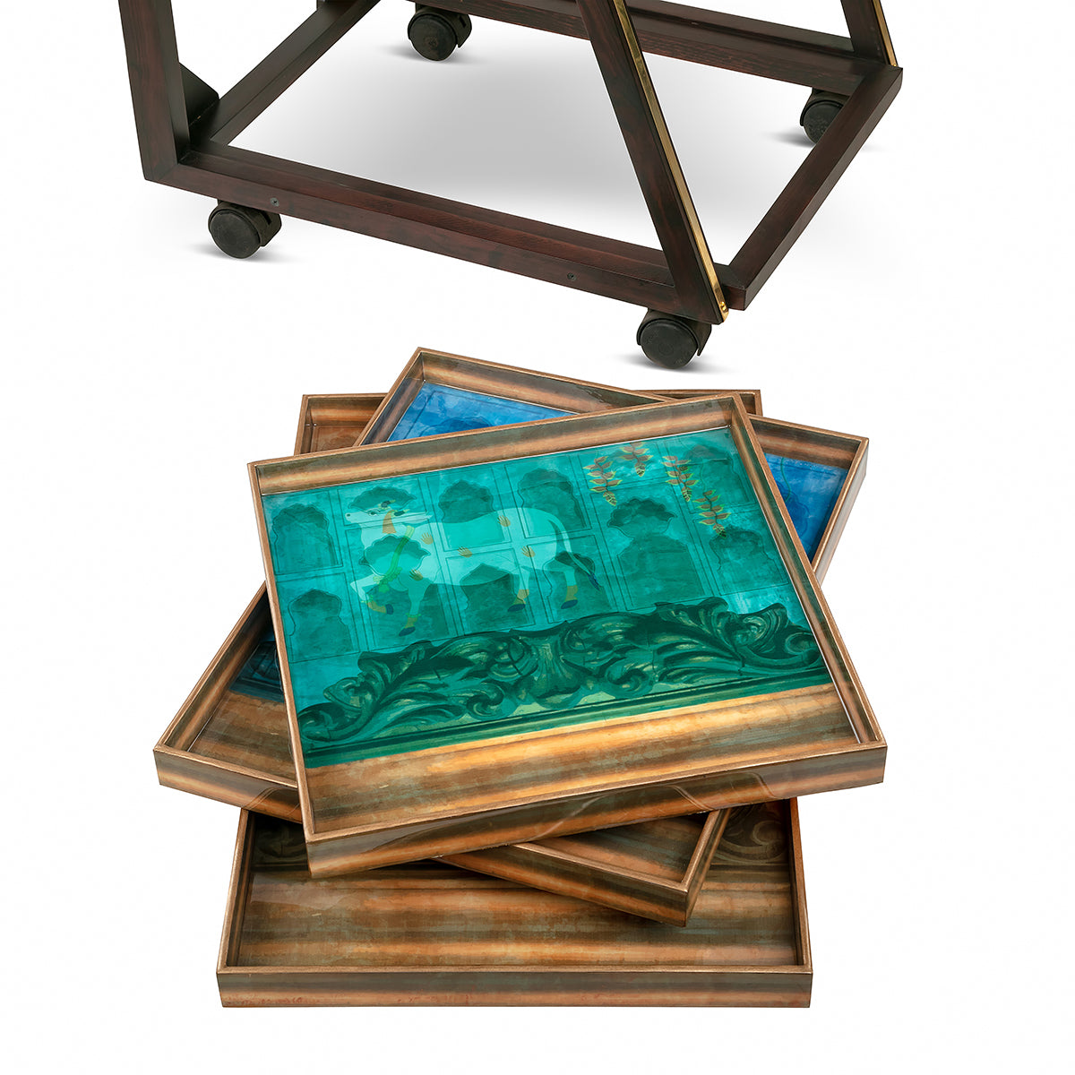 Pichwai Three Tier Trolley water & heat proof Trays